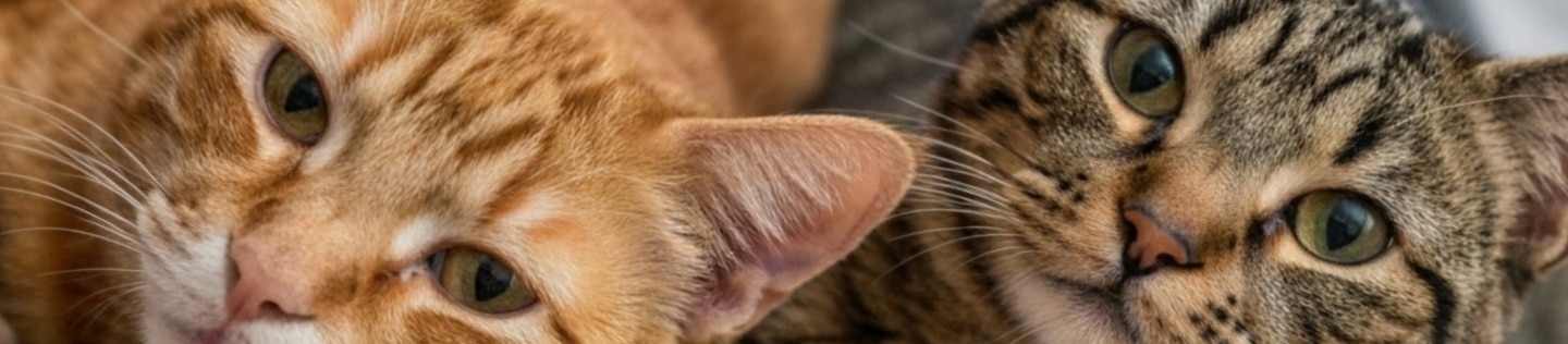 Dos gatos recostados sobre una cama