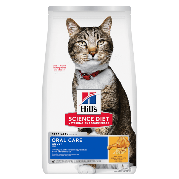 Alimento seco para cuidado oral de gatos