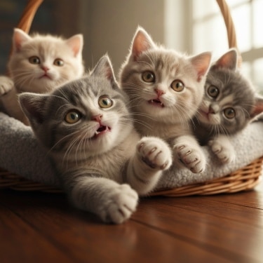 Gato casi despierto acostado en la cama