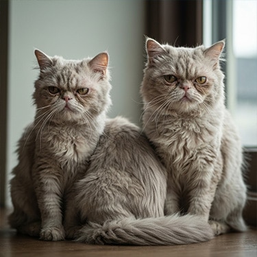 Dos gatos recostados sobre un escritorio
