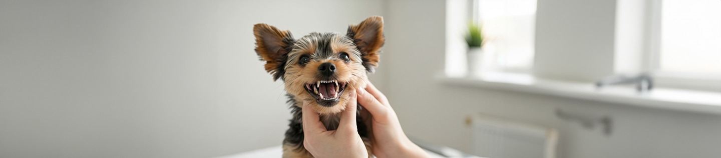 Perro mostrando sus dientes