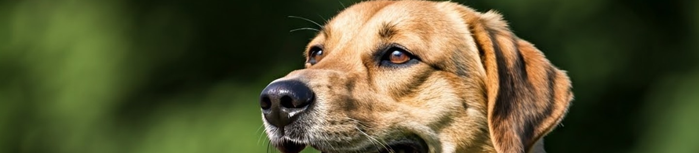Perro acostado en el césped al aire libre