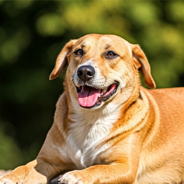 Perro acostado en el césped al aire libre