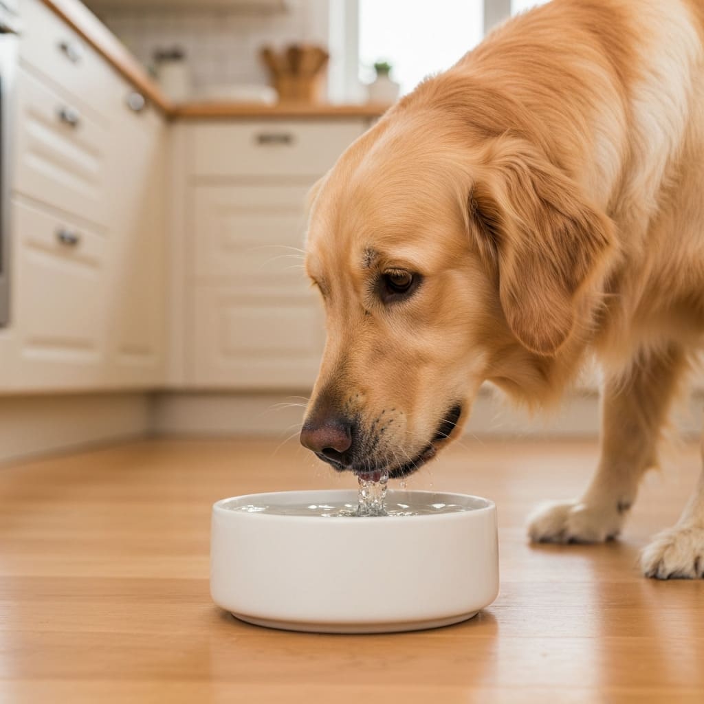 Golden Retriever tomando agua